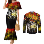 Step Into Horror Domain Suns Football Couples Matching Mermaid Dress and Long Sleeve Button Shirt Halloween Horror Movie Characters - Aussie Hoodie