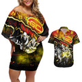 Step Into Horror Domain Suns Football Couples Matching Off Shoulder Short Dress and Hawaiian Shirt Halloween Horror Movie Characters - Aussie Hoodie