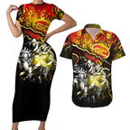 Step Into Horror Domain Suns Football Couples Matching Short Sleeve Bodycon Dress and Hawaiian Shirt Halloween Horror Movie Characters - Aussie Hoodie