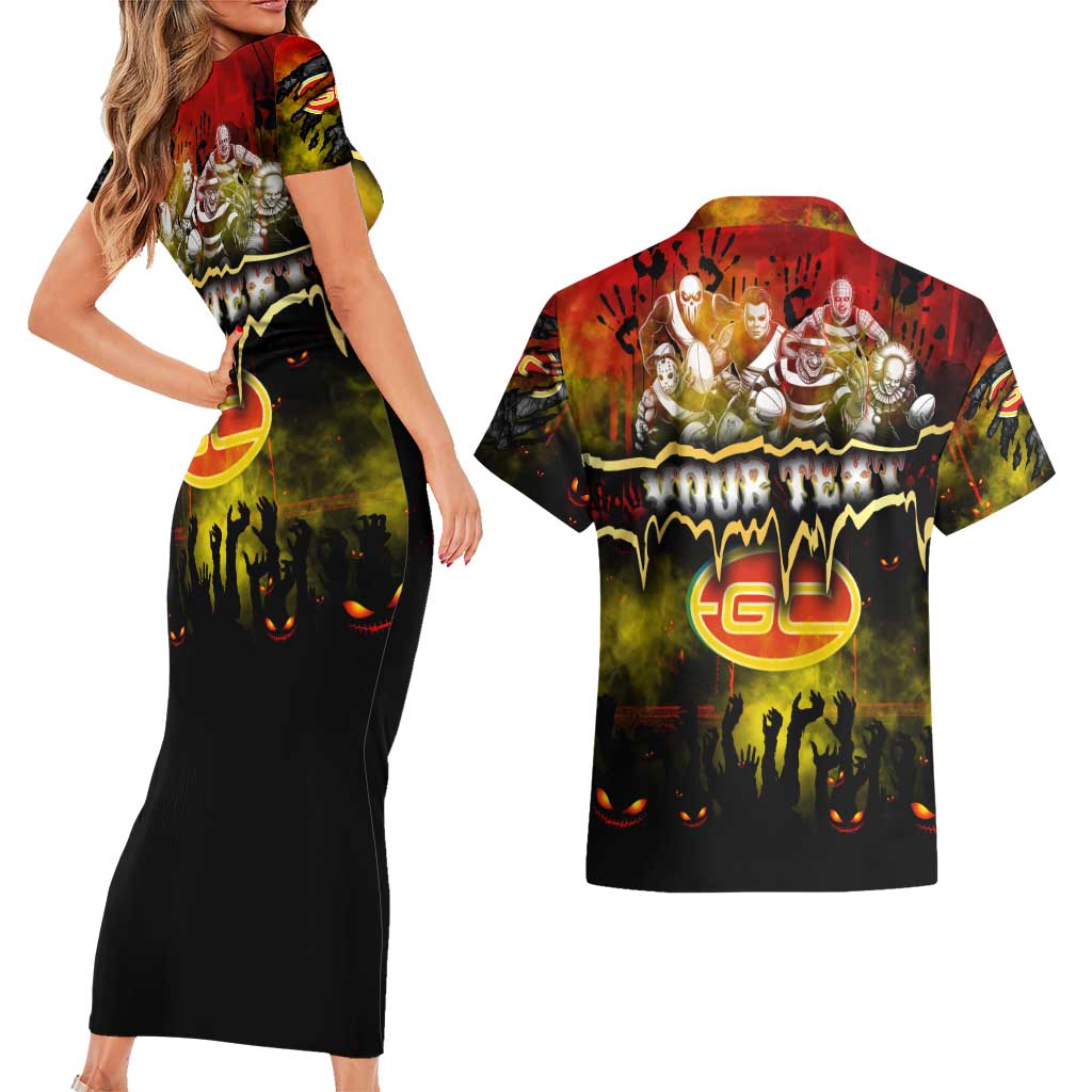 Step Into Horror Domain Suns Football Couples Matching Short Sleeve Bodycon Dress and Hawaiian Shirt Halloween Horror Movie Characters - Aussie Hoodie