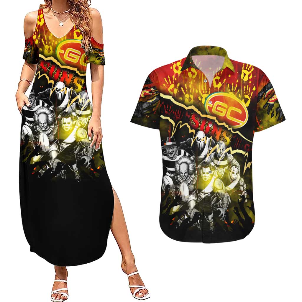 Step Into Horror Domain Suns Football Couples Matching Summer Maxi Dress and Hawaiian Shirt Halloween Horror Movie Characters - Aussie Hoodie