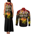 Step Into Horror Domain Suns Football Couples Matching Tank Maxi Dress and Long Sleeve Button Shirt Halloween Horror Movie Characters - Aussie Hoodie