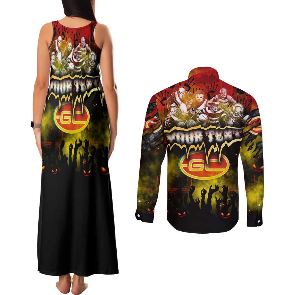 Step Into Horror Domain Suns Football Couples Matching Tank Maxi Dress and Long Sleeve Button Shirt Halloween Horror Movie Characters - Aussie Hoodie
