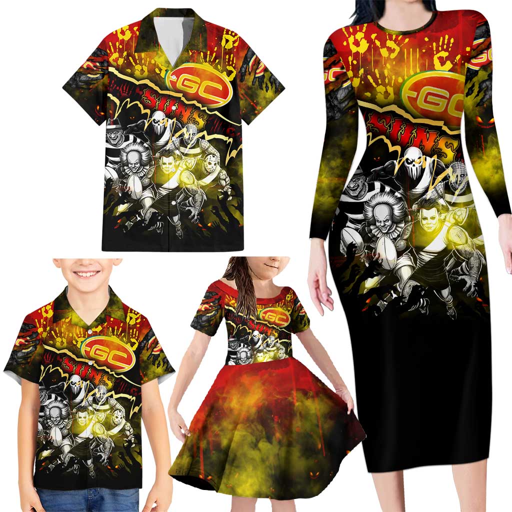 Step Into Horror Domain Suns Football Family Matching Long Sleeve Bodycon Dress and Hawaiian Shirt Halloween Horror Movie Characters - Aussie Hoodie