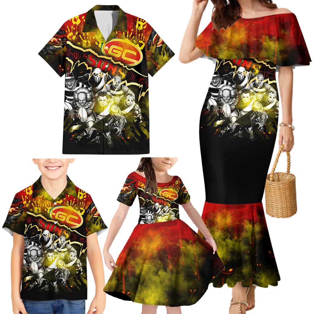 Step Into Horror Domain Suns Football Family Matching Mermaid Dress and Hawaiian Shirt Halloween Horror Movie Characters - Aussie Hoodie