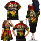 Step Into Horror Domain Suns Football Family Matching Off The Shoulder Long Sleeve Dress and Hawaiian Shirt Halloween Horror Movie Characters - Aussie Hoodie