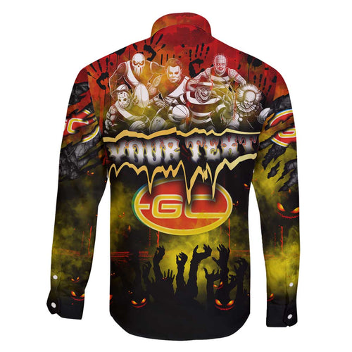 Step Into Horror Domain Suns Football Family Matching Off The Shoulder Long Sleeve Dress and Hawaiian Shirt Halloween Horror Movie Characters - Aussie Hoodie