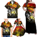 Step Into Horror Domain Suns Football Family Matching Off Shoulder Maxi Dress and Hawaiian Shirt Halloween Horror Movie Characters - Aussie Hoodie