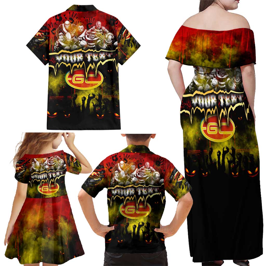 Step Into Horror Domain Suns Football Family Matching Off Shoulder Maxi Dress and Hawaiian Shirt Halloween Horror Movie Characters - Aussie Hoodie