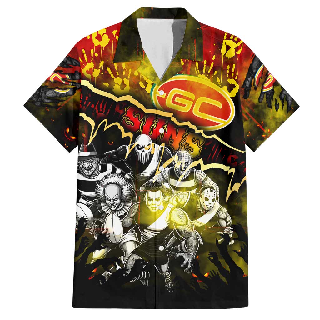 Step Into Horror Domain Suns Football Family Matching Off Shoulder Maxi Dress and Hawaiian Shirt Halloween Horror Movie Characters - Aussie Hoodie