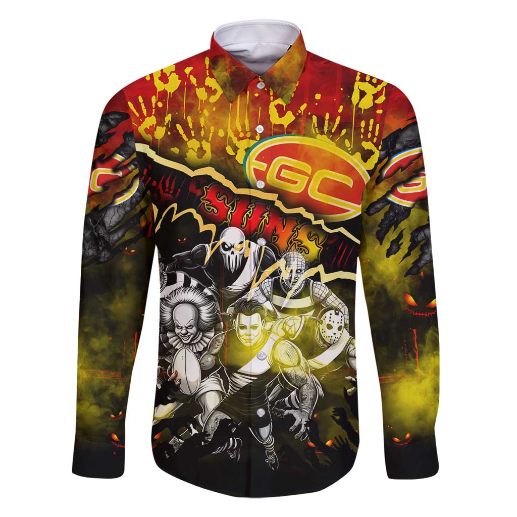 Step Into Horror Domain Suns Football Family Matching Off Shoulder Maxi Dress and Hawaiian Shirt Halloween Horror Movie Characters - Aussie Hoodie