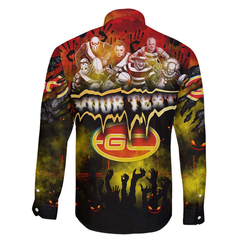 Step Into Horror Domain Suns Football Family Matching Off Shoulder Maxi Dress and Hawaiian Shirt Halloween Horror Movie Characters - Aussie Hoodie
