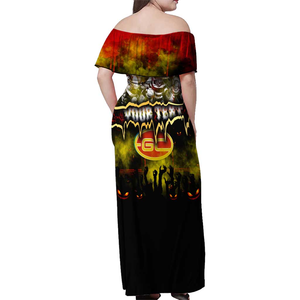 Step Into Horror Domain Suns Football Family Matching Off Shoulder Maxi Dress and Hawaiian Shirt Halloween Horror Movie Characters - Aussie Hoodie