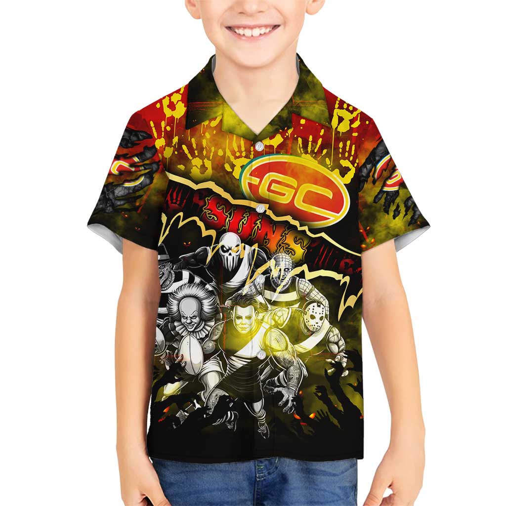 Step Into Horror Domain Suns Football Family Matching Off Shoulder Maxi Dress and Hawaiian Shirt Halloween Horror Movie Characters - Aussie Hoodie