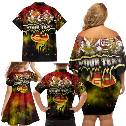 Step Into Horror Domain Suns Football Family Matching Off Shoulder Short Dress and Hawaiian Shirt Halloween Horror Movie Characters - Aussie Hoodie