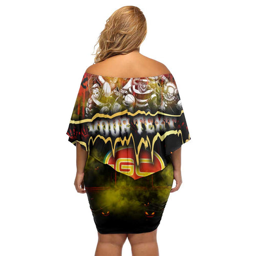 Step Into Horror Domain Suns Football Family Matching Off Shoulder Short Dress and Hawaiian Shirt Halloween Horror Movie Characters - Aussie Hoodie