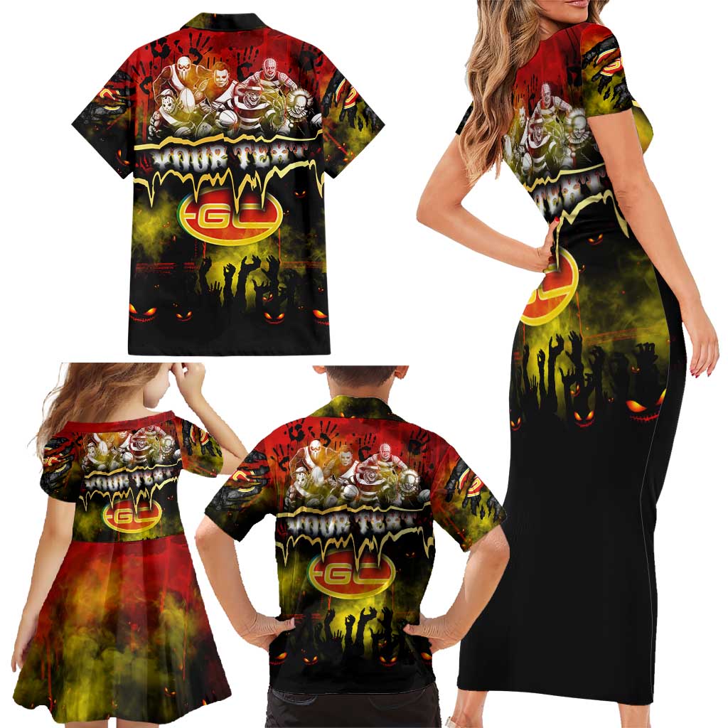 Step Into Horror Domain Suns Football Family Matching Short Sleeve Bodycon Dress and Hawaiian Shirt Halloween Horror Movie Characters - Aussie Hoodie