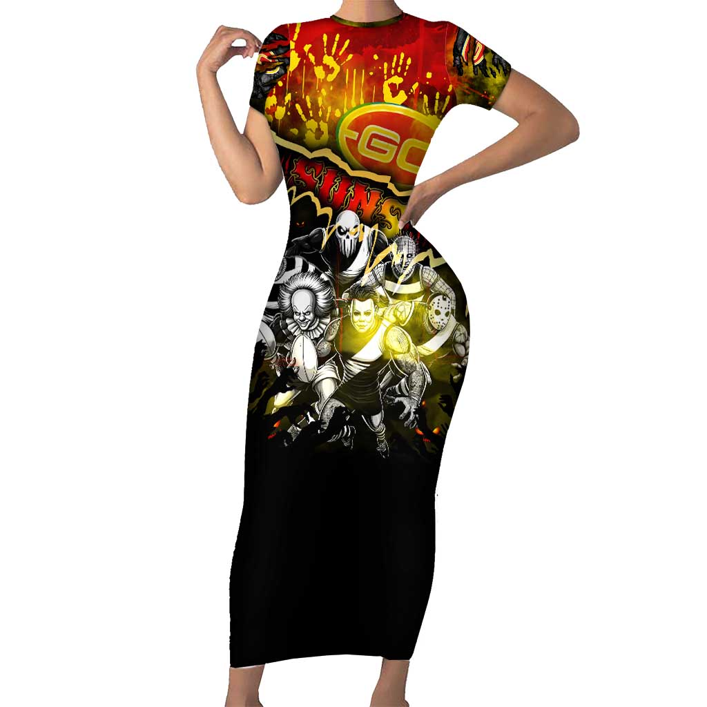 Step Into Horror Domain Suns Football Family Matching Short Sleeve Bodycon Dress and Hawaiian Shirt Halloween Horror Movie Characters - Aussie Hoodie