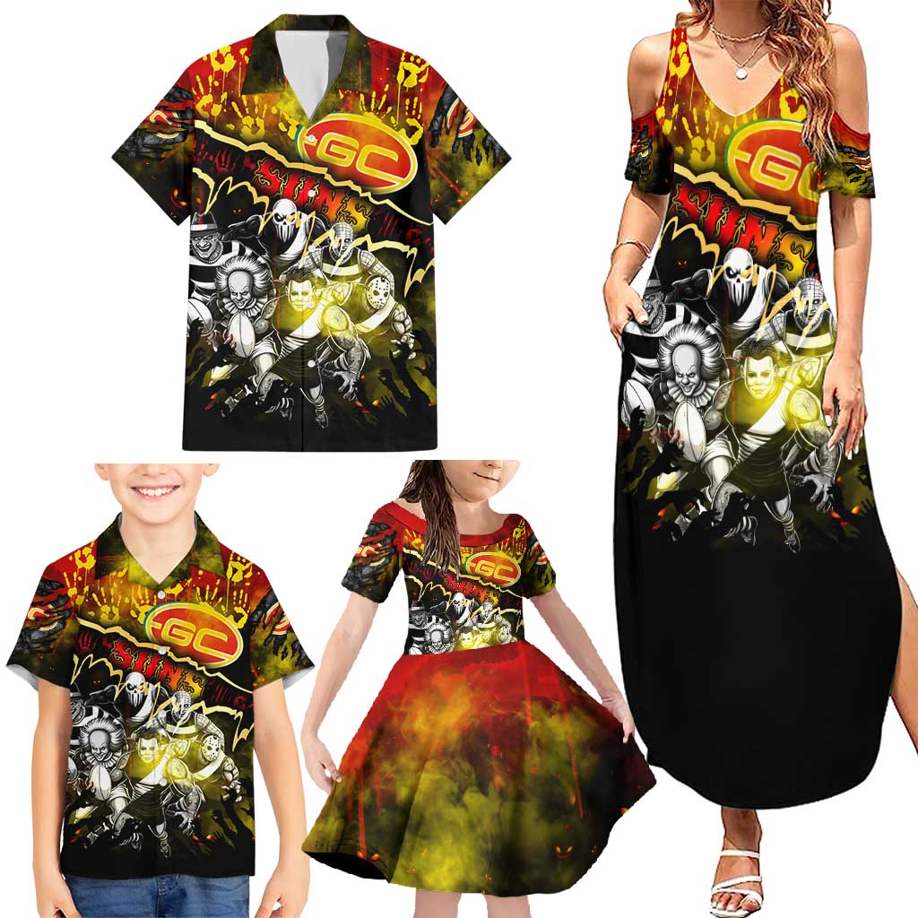 Step Into Horror Domain Suns Football Family Matching Summer Maxi Dress and Hawaiian Shirt Halloween Horror Movie Characters - Aussie Hoodie
