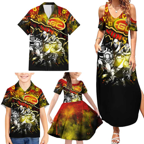 Step Into Horror Domain Suns Football Family Matching Summer Maxi Dress and Hawaiian Shirt Halloween Horror Movie Characters - Aussie Hoodie