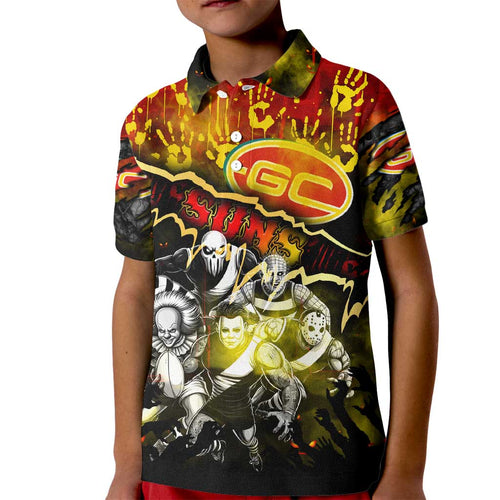 Step Into Horror Domain Suns Football Kid Polo Shirt Halloween Horror Movie Characters - Aussie Hoodie