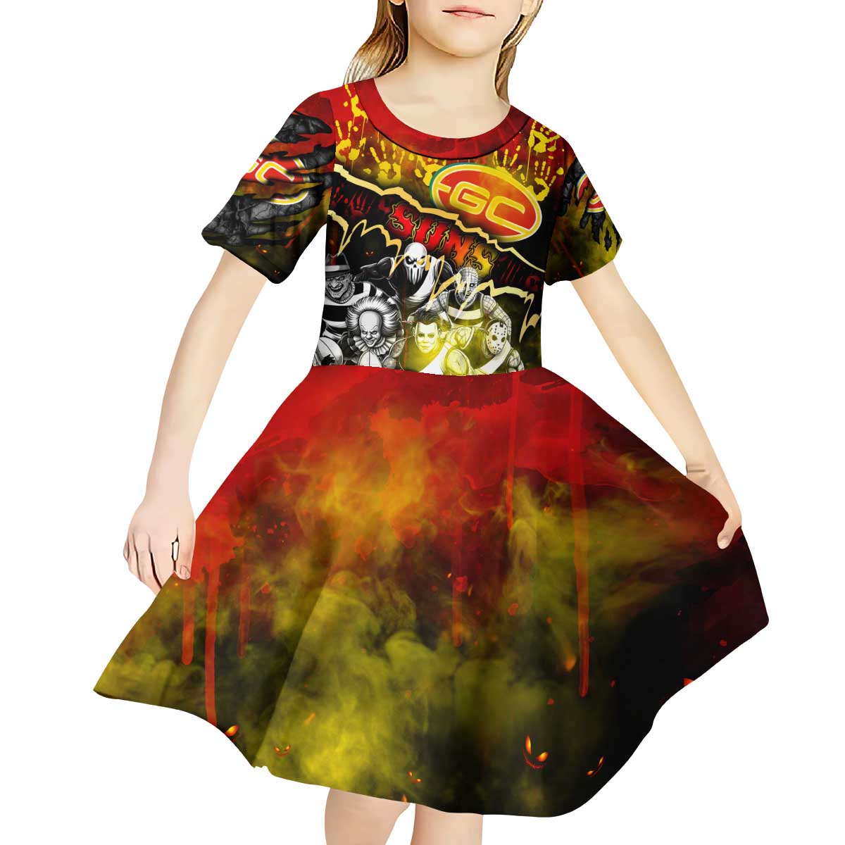 Step Into Horror Domain Suns Football Kid Short Sleeve Dress Halloween Horror Movie Characters - Aussie Hoodie