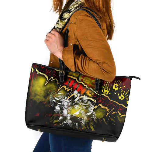 Step Into Horror Domain Suns Football Leather Tote Bag Halloween Horror Movie Characters - Aussie Hoodie