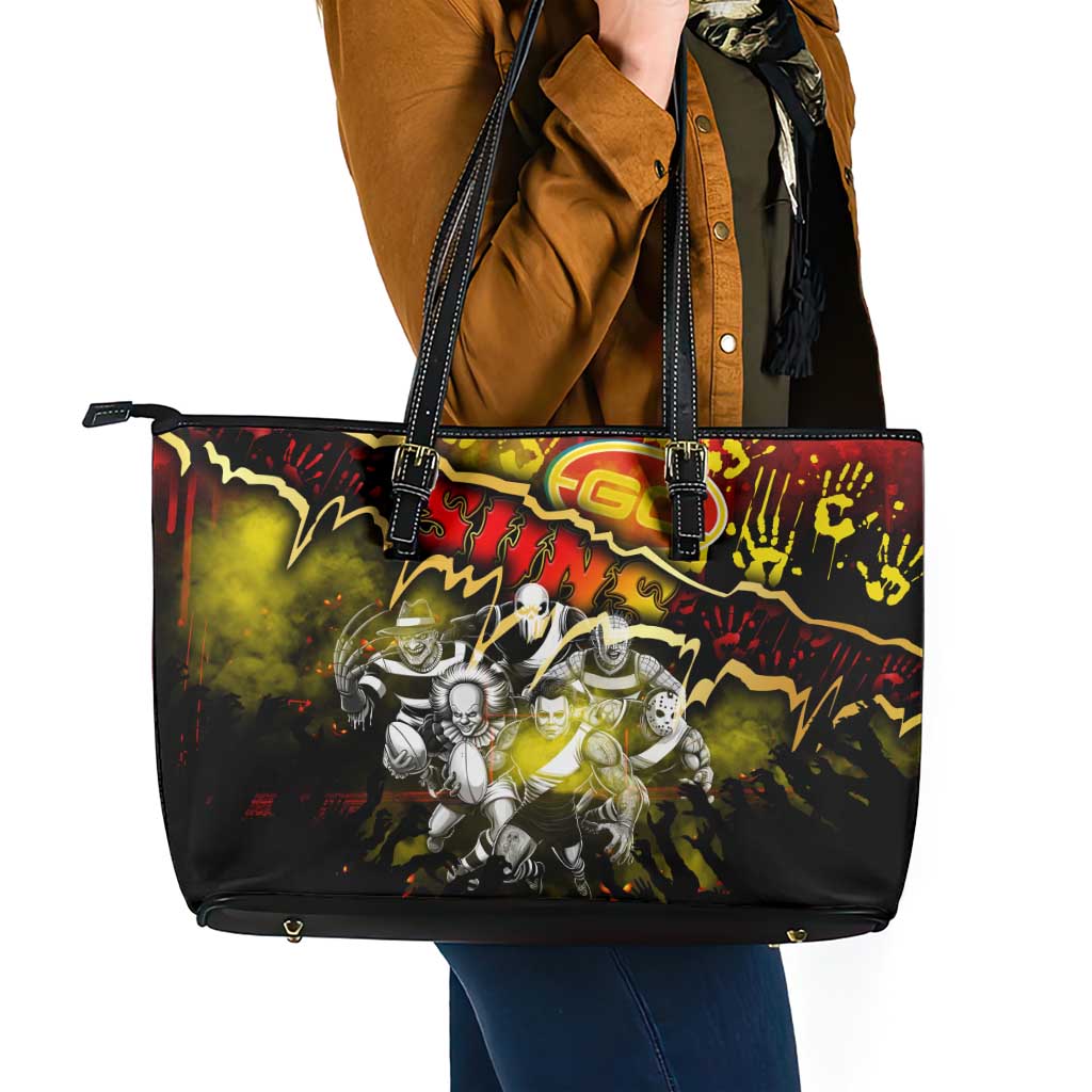 Step Into Horror Domain Suns Football Leather Tote Bag Halloween Horror Movie Characters - Aussie Hoodie