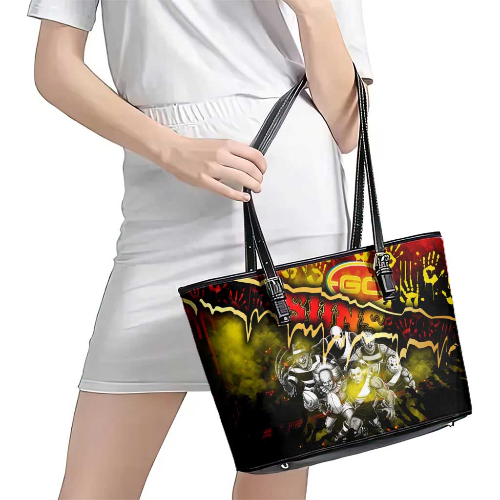 Step Into Horror Domain Suns Football Leather Tote Bag Halloween Horror Movie Characters - Aussie Hoodie