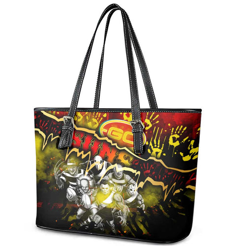 Step Into Horror Domain Suns Football Leather Tote Bag Halloween Horror Movie Characters - Aussie Hoodie