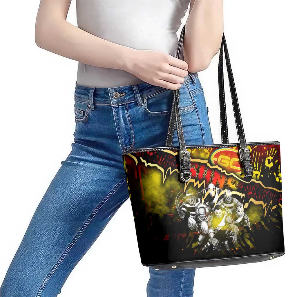 Step Into Horror Domain Suns Football Leather Tote Bag Halloween Horror Movie Characters - Aussie Hoodie