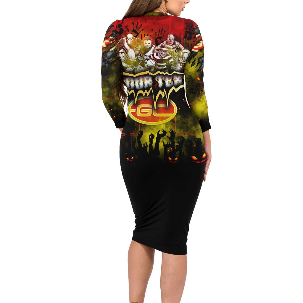 Step Into Horror Domain Suns Football Long Sleeve Bodycon Dress Halloween Horror Movie Characters - Aussie Hoodie