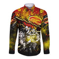 Step Into Horror Domain Suns Football Long Sleeve Button Shirt Halloween Horror Movie Characters - Aussie Hoodie