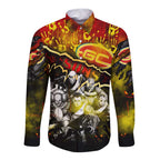 Step Into Horror Domain Suns Football Long Sleeve Button Shirt Halloween Horror Movie Characters - Aussie Hoodie