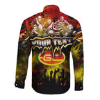 Step Into Horror Domain Suns Football Long Sleeve Button Shirt Halloween Horror Movie Characters - Aussie Hoodie