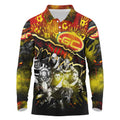 Step Into Horror Domain Suns Football Long Sleeve Polo Shirt Halloween Horror Movie Characters - Aussie Hoodie