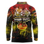 Step Into Horror Domain Suns Football Long Sleeve Polo Shirt Halloween Horror Movie Characters - Aussie Hoodie