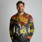 Step Into Horror Domain Suns Football Long Sleeve Polo Shirt Halloween Horror Movie Characters - Aussie Hoodie