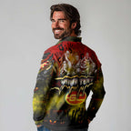 Step Into Horror Domain Suns Football Long Sleeve Polo Shirt Halloween Horror Movie Characters - Aussie Hoodie