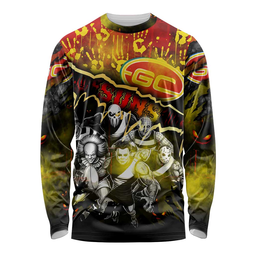 Step Into Horror Domain Suns Football Long Sleeve Shirt Halloween Horror Movie Characters - Aussie Hoodie