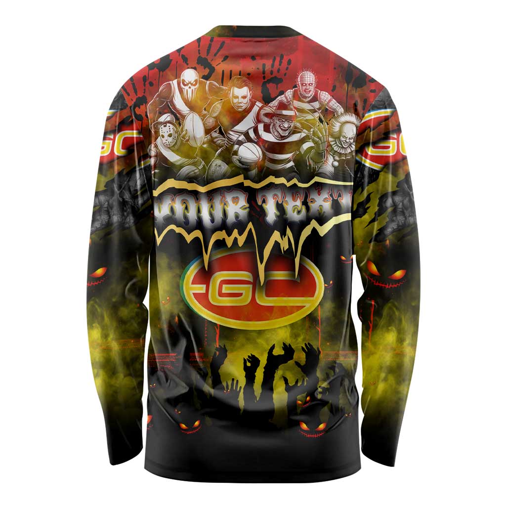 Step Into Horror Domain Suns Football Long Sleeve Shirt Halloween Horror Movie Characters - Aussie Hoodie