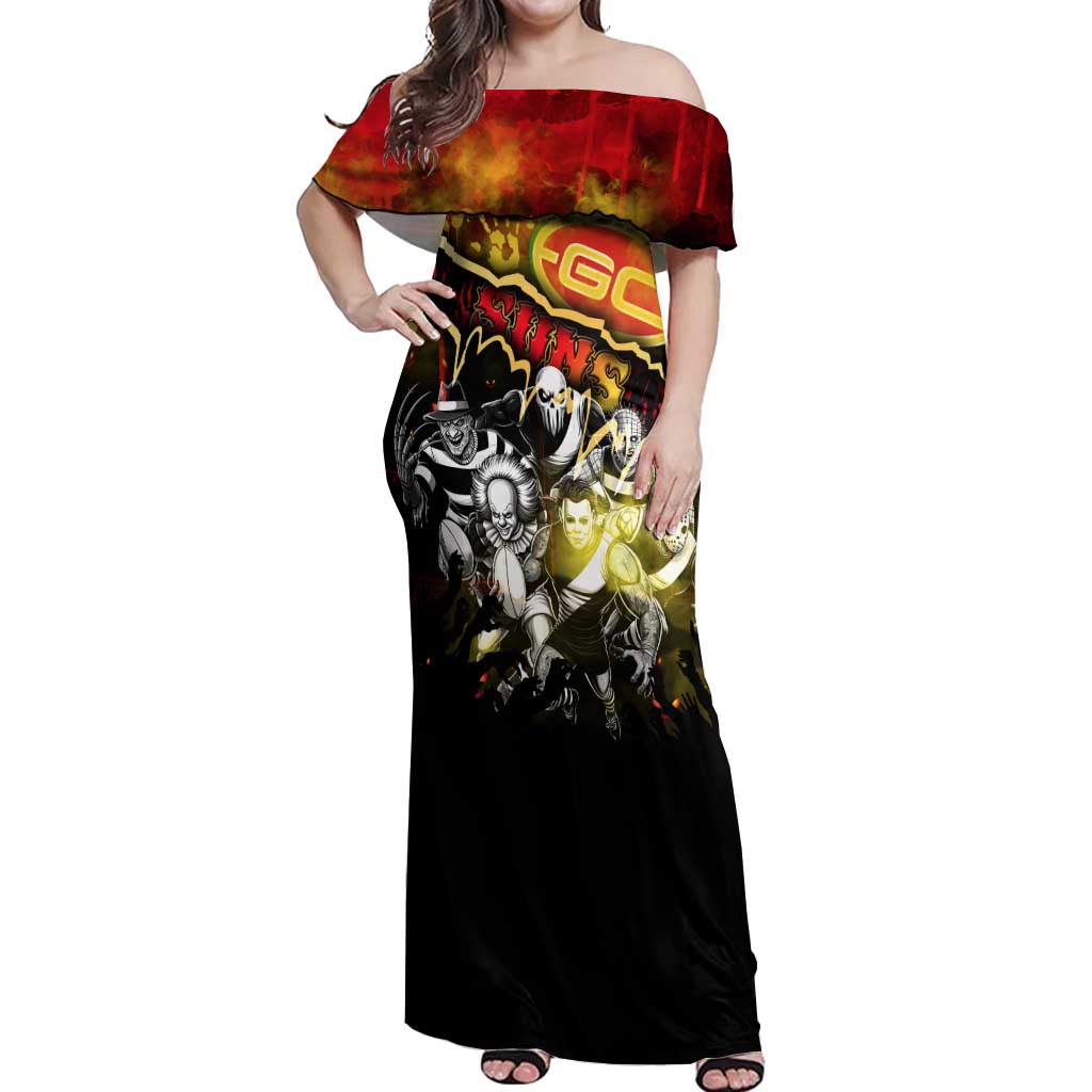 Step Into Horror Domain Suns Football Off Shoulder Maxi Dress Halloween Horror Movie Characters - Aussie Hoodie