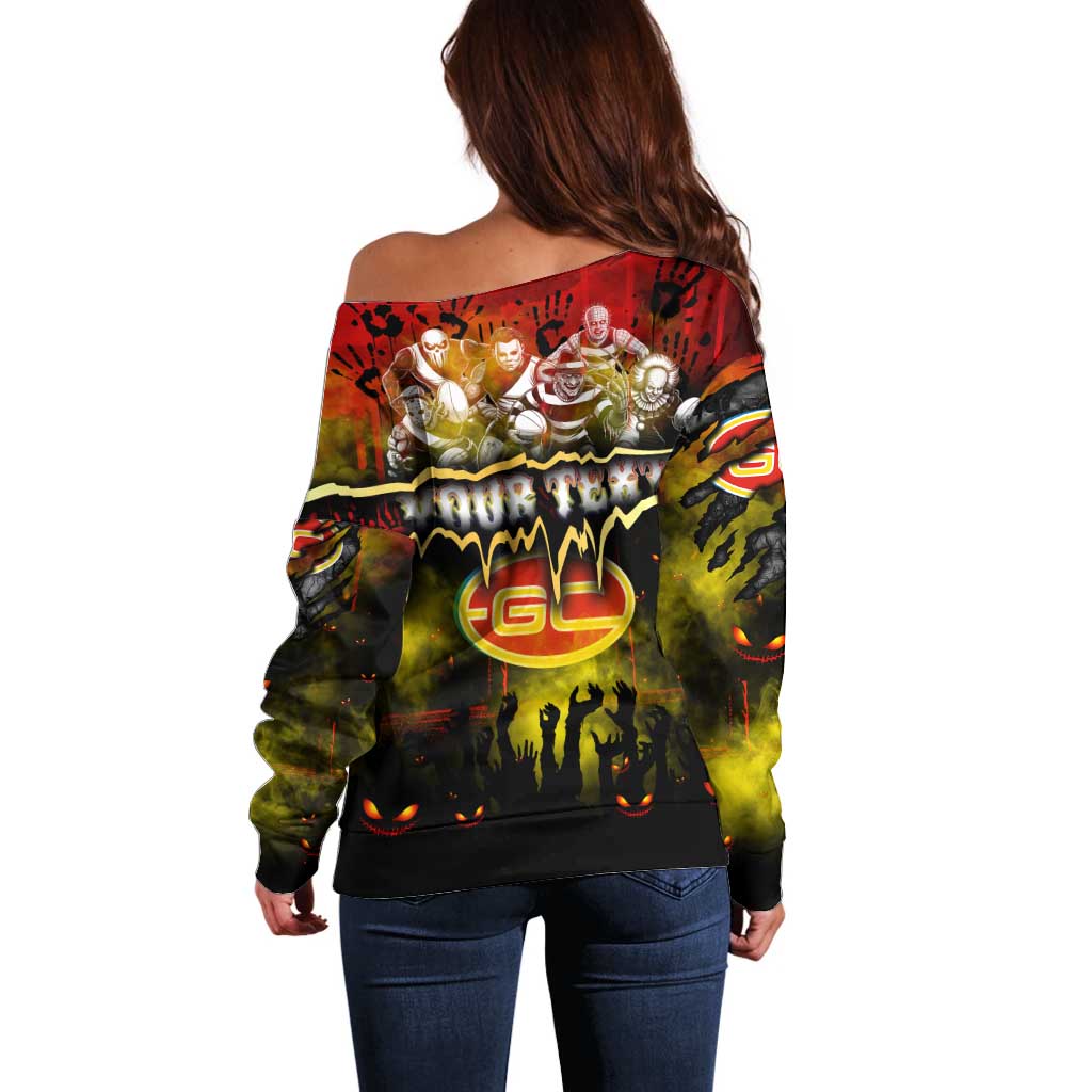 Step Into Horror Domain Suns Football Off Shoulder Sweater Halloween Horror Movie Characters - Aussie Hoodie