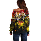 Step Into Horror Domain Suns Football Off Shoulder Sweater Halloween Horror Movie Characters - Aussie Hoodie