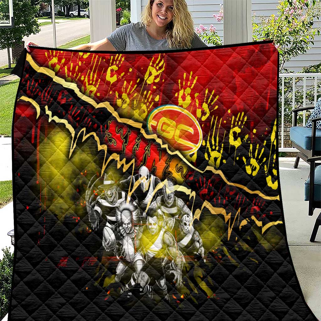 Step Into Horror Domain Suns Football Quilt Halloween Horror Movie Characters - Aussie Hoodie