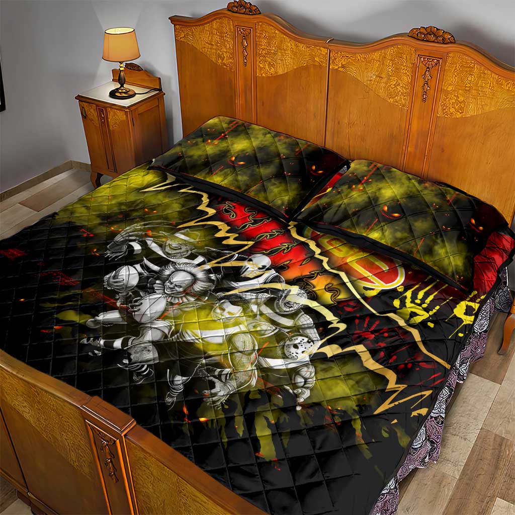 Step Into Horror Domain Suns Football Quilt Bed Set Halloween Horror Movie Characters - Aussie Hoodie