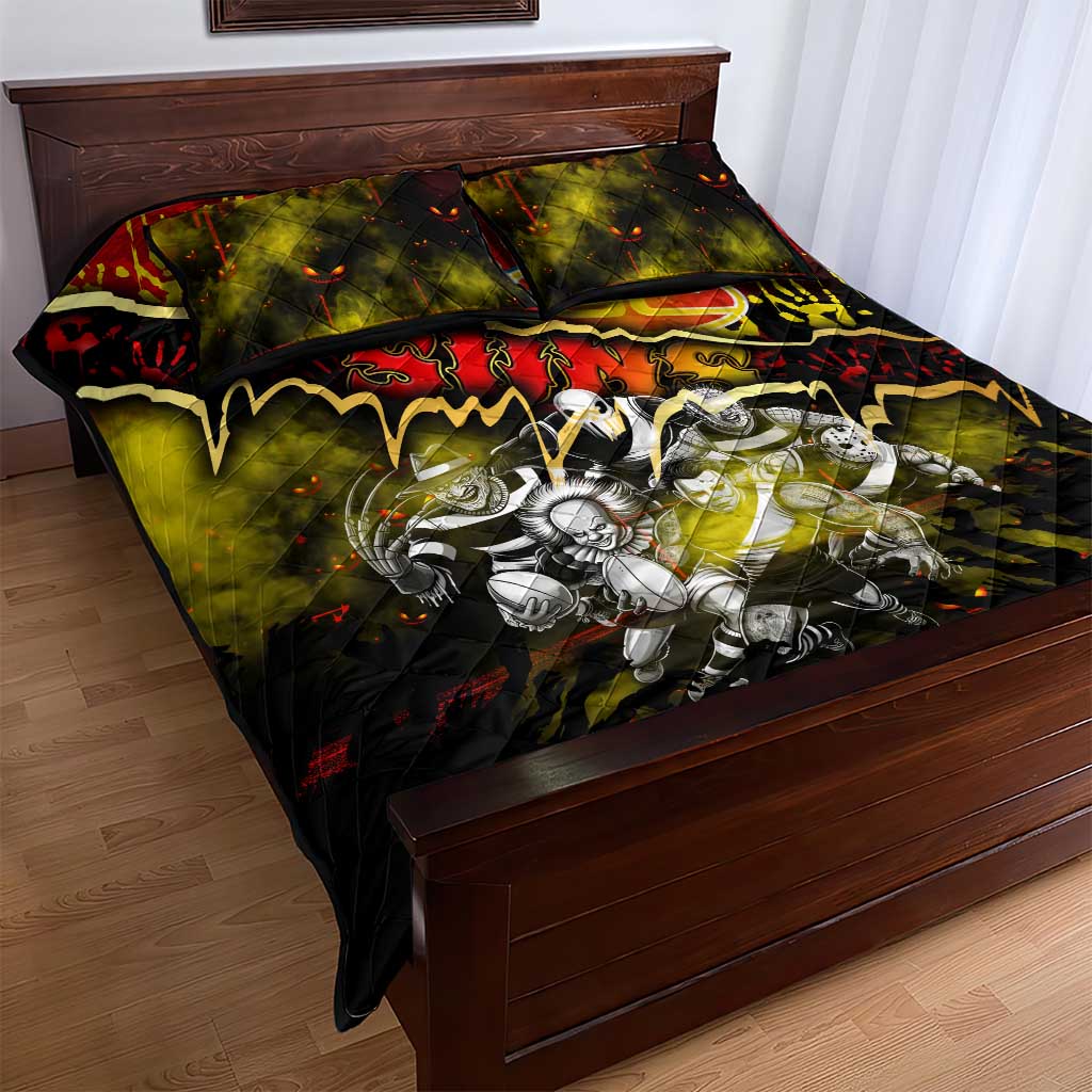 Step Into Horror Domain Suns Football Quilt Bed Set Halloween Horror Movie Characters - Aussie Hoodie