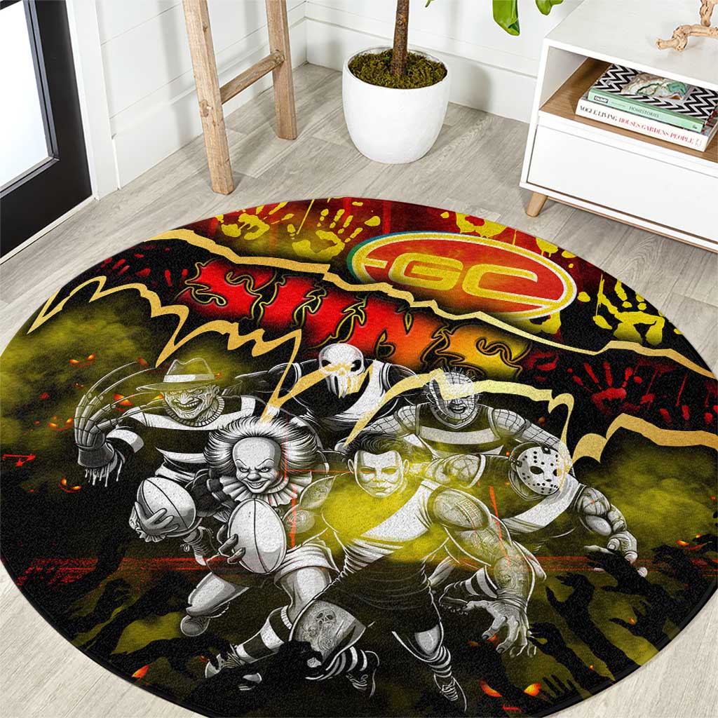 Step Into Horror Domain Suns Football Round Carpet Halloween Horror Movie Characters - Aussie Hoodie