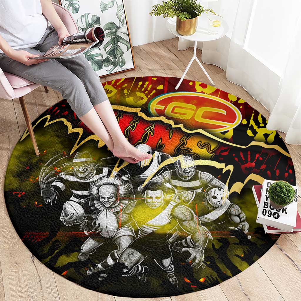 Step Into Horror Domain Suns Football Round Carpet Halloween Horror Movie Characters - Aussie Hoodie