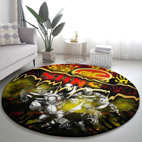 Step Into Horror Domain Suns Football Round Carpet Halloween Horror Movie Characters - Aussie Hoodie